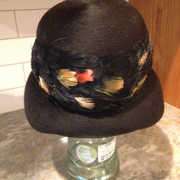 Vintage Wool Hat with Feathers - Henry Pollak, inc